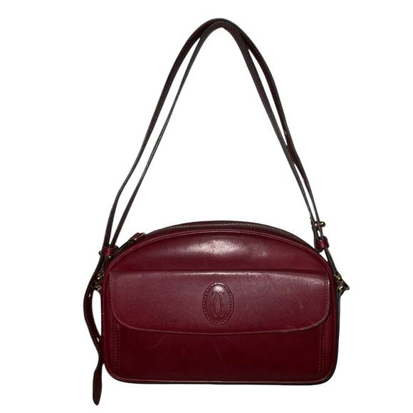 Cartier Must de Cartier Burgundy Leather Crossbody Shoulder Bag With Dustbag - Picture 1 of 16